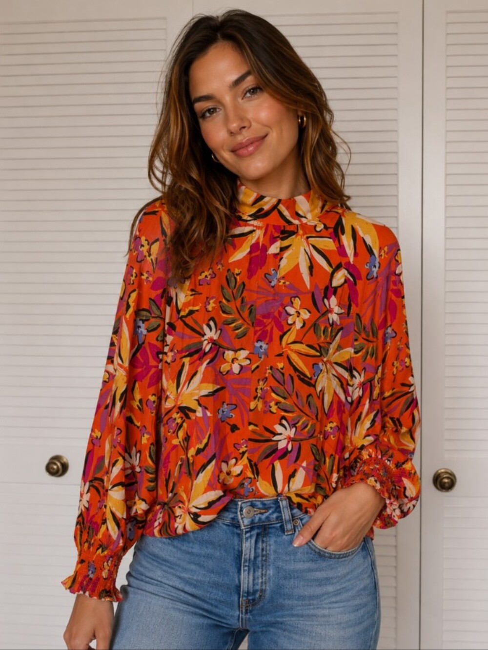 easel Tropical Floral Print Blouse NWT Size M